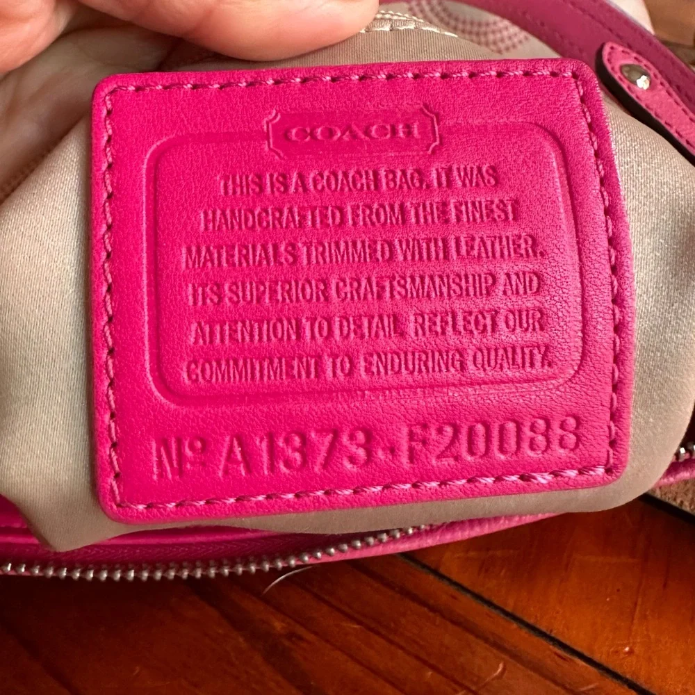 Coach Ashley Dotted OP Art Signature Shoulder Bag, Cream/Pretty Pink, GUC - Picture 13 of 16